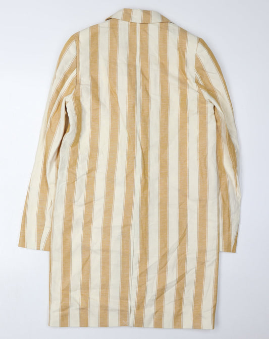 Next Women Beige Striped Long Blazer Size 6