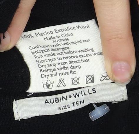 Aubin & Wills Women's Black Beaded Jumper, Size 10