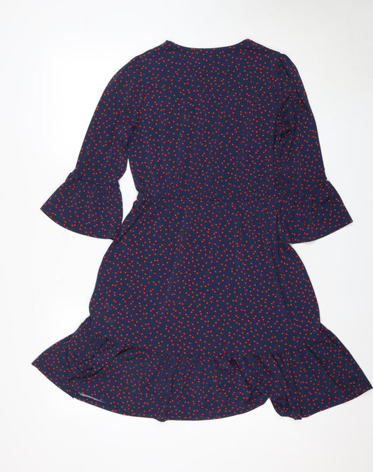 Warehouse Women's Blue Polka Dot Dress Size 10