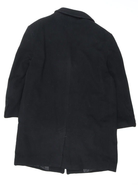 Baker St. Men's Black Wool Overcoat, Size 46, Formal Winter