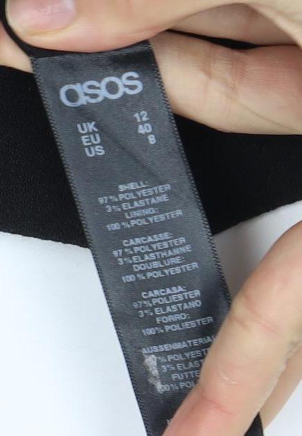 Close-up detail of ASOS Women's Black Pencil Dress, size 12