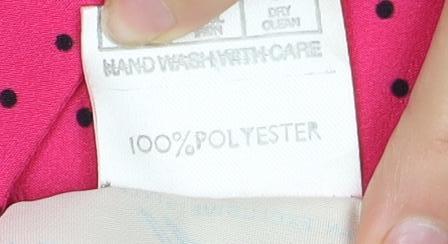 Brand and care label for La Mama Pink Polka Dot Maternity Dress, size 10