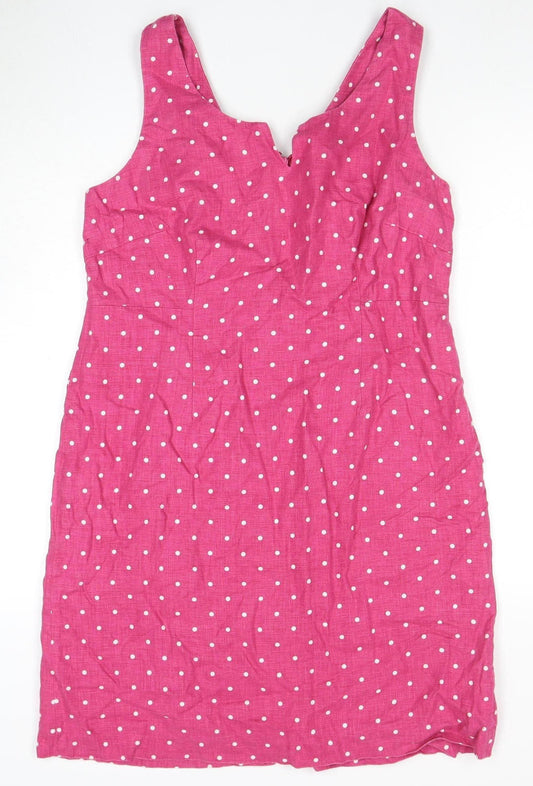 EAST Women's Pink Polka Dot Sheath Dress Size 14