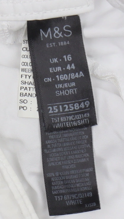 Womens UK Size 16 Marks and Spencer Relaxed Fit White Trousers