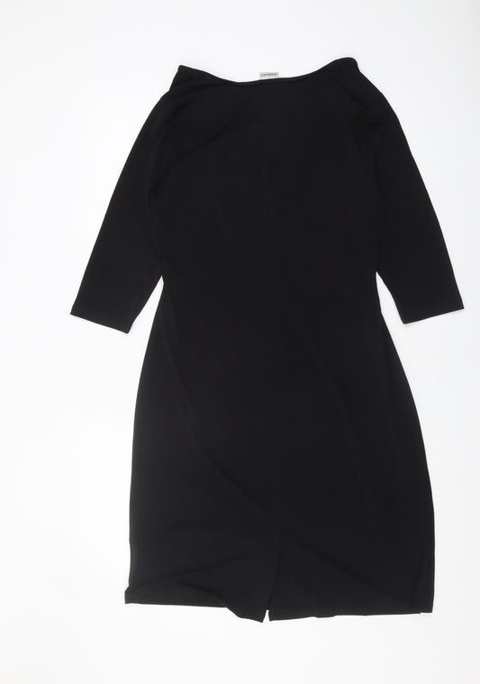 Damart Women's Black Shift Dress Size 16 with Ruched Detail