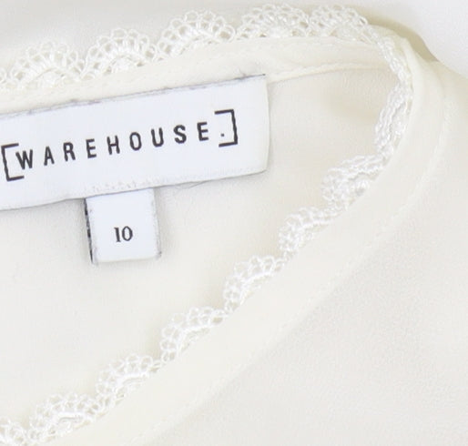 Womens UK Size 10 Warehouse White Tunic Blouse