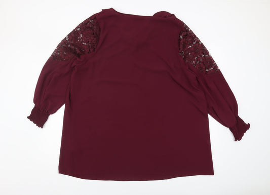 Evans Women's Red Blouse 3/4 Sleeve Plus Size