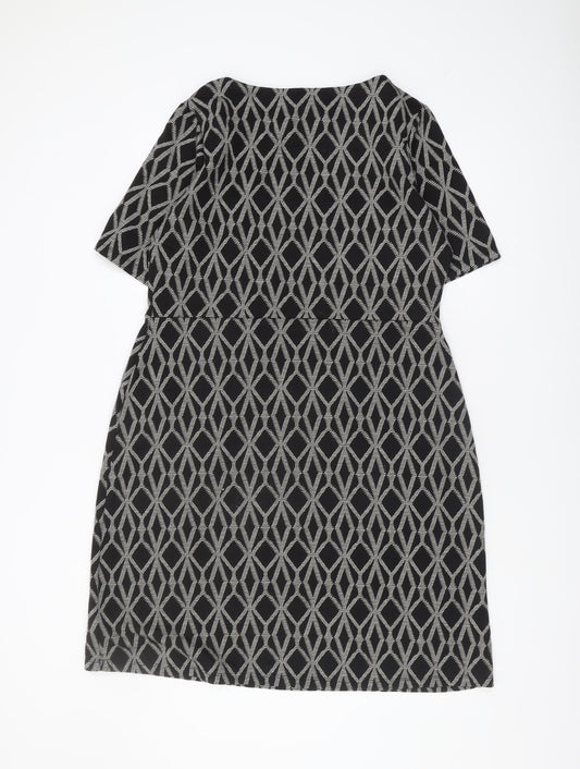 Next Women's Size 18 Black Geometric Shift Dress