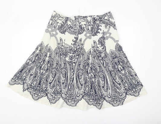M&Co Women's Ivory Paisley A-Line Skirt Size 16