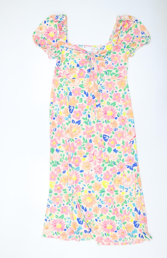 Additional front view of ASOS Design Women's Multicoloured Floral A-Line Dress