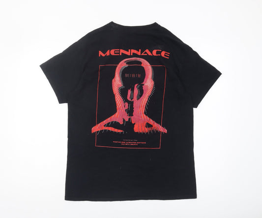Mennace Black Graphic Print Men's T-Shirt, S