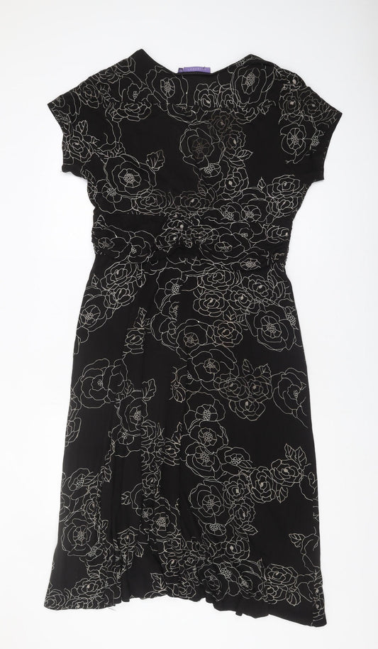 Autonomy Women's Black Floral Dress, Size 12