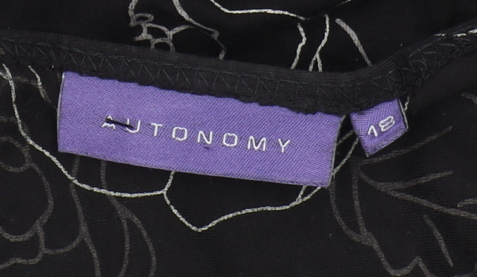 Autonomy Women's Black Floral Dress, Size 12