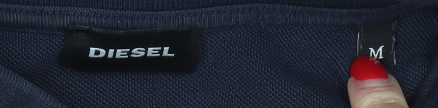 Diesel Men's Blue Polo Shirt Medium with Logo Accent