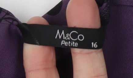 M&Co Women's Purple Floral Wrap Blouse Size 16