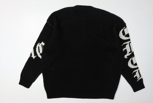 boohooMAN Men's Black Graphic Pullover Jumper M