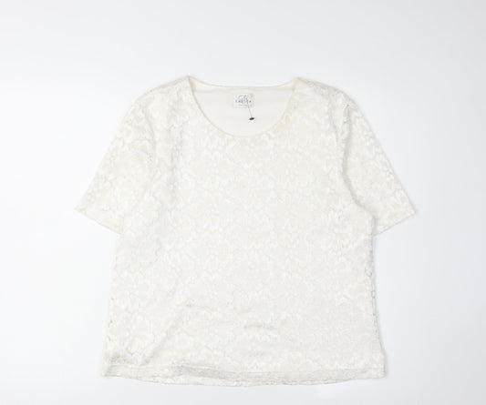 Womens UK Size 16 Eastex Ivory Basic T-Shirt