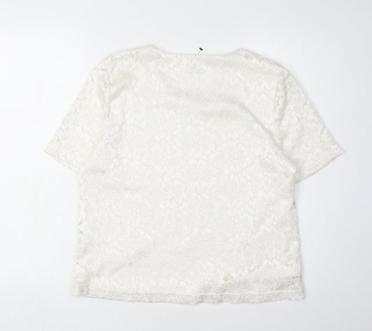 Womens UK Size 16 Eastex Ivory Basic T-Shirt