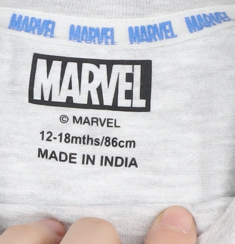 Marvel Spider-Man Grey T-Shirt, 12-18 Months, Unisex, Long Sleeve
