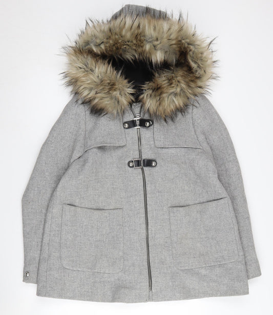Womens UK Size L Zara Grey Parka Coat