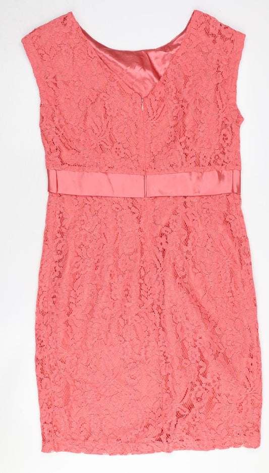 Kaliko Women's Pink Lace Shift Dress Size 14