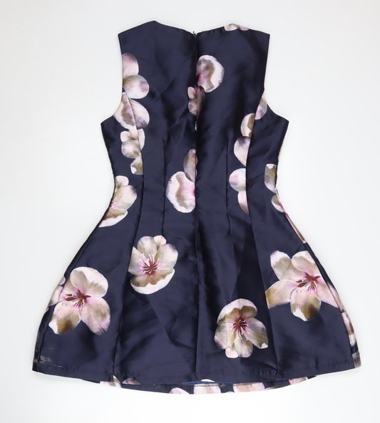 AX Paris Women's Blue Floral Fit & Flare Dress Size 10