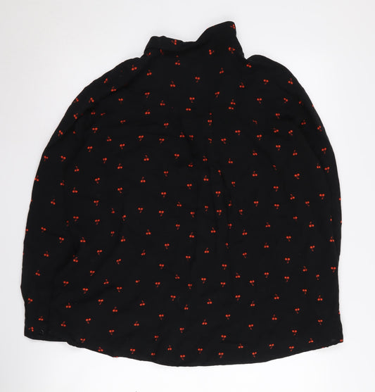 Hush Women's Black Cherry Print Button-Up Shirt, Size 12