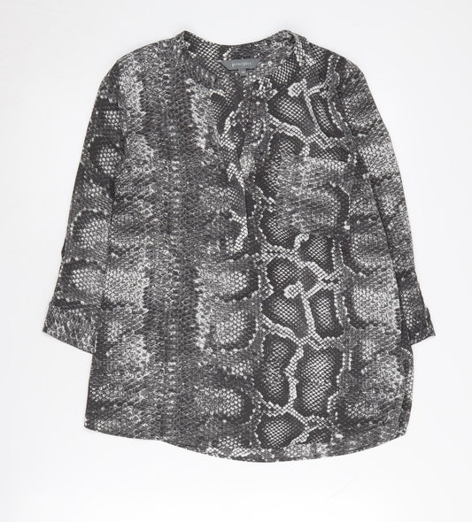 Additional front view of Principles Women's Grey Animal Print Blouse, size 10