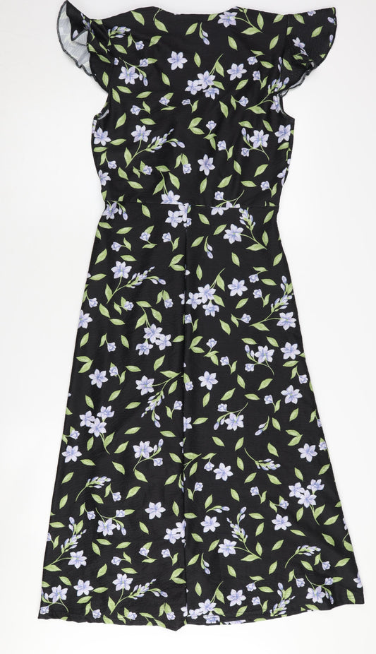 River Island Women's Black Floral Dress Size 10