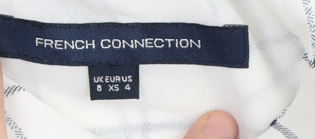 French Connection Women's Check Shirt Dress White Blue Size 8