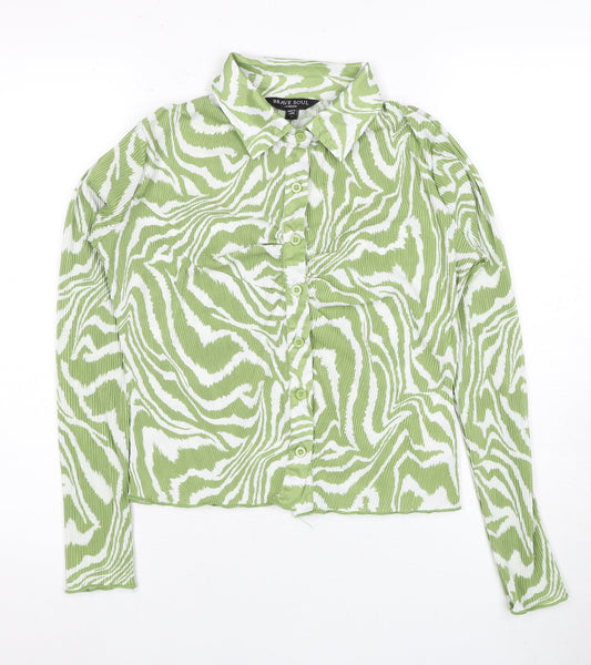 Womens UK Size S Brave Soul Green Button-Up