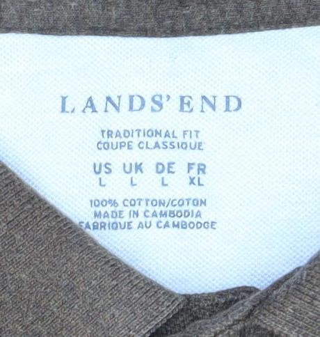 Lands' End Men's XL Brown Cotton Polo Shirt