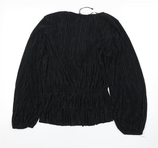 Womens UK Size XS Zara Black Wrap Blouse
