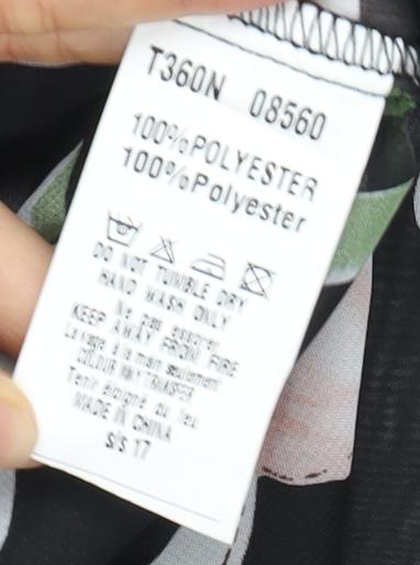 AX Paris Women's Black Floral Tunic Blouse - Size 12