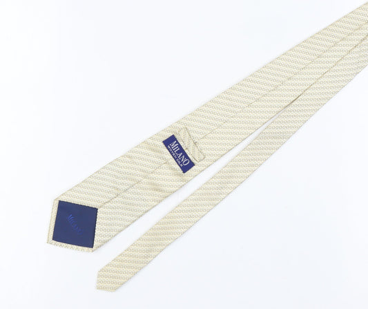 Milano Men's Beige Silk Geometric Tie