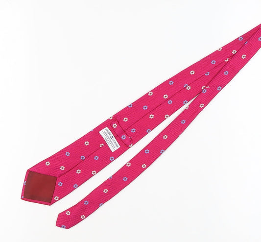 Mens Joseph Turner Pink Floral 100% Silk Tie
