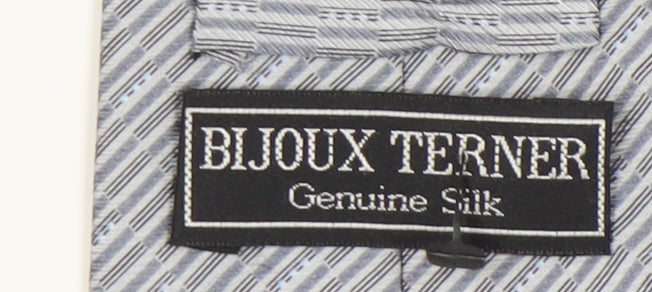 Mens Bijoux Terner Grey Striped 100% Silk Designer Tie