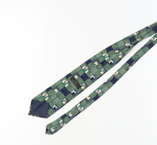 Marks and Spencer Cartoon Plaid Men's Tie - Green/Blue