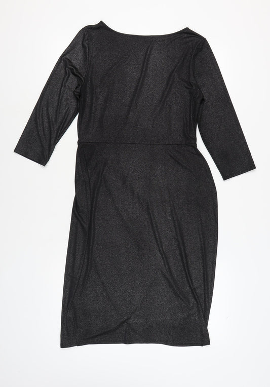 Marks and Spencer Black Sheath Dress, Size 12, Knee Length