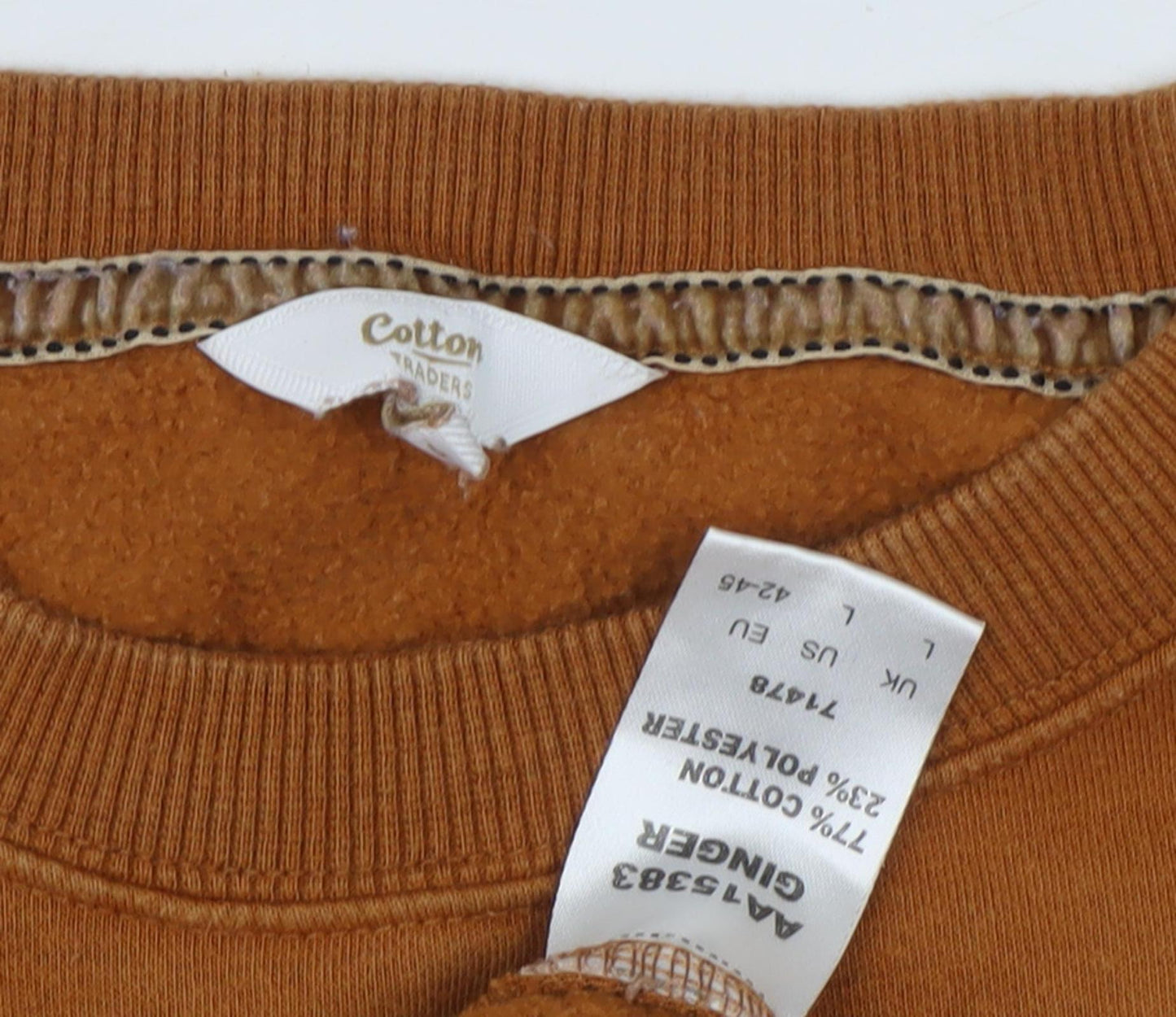 Mens UK Size L Cotton Traders Brown Pullover Sweatshirt