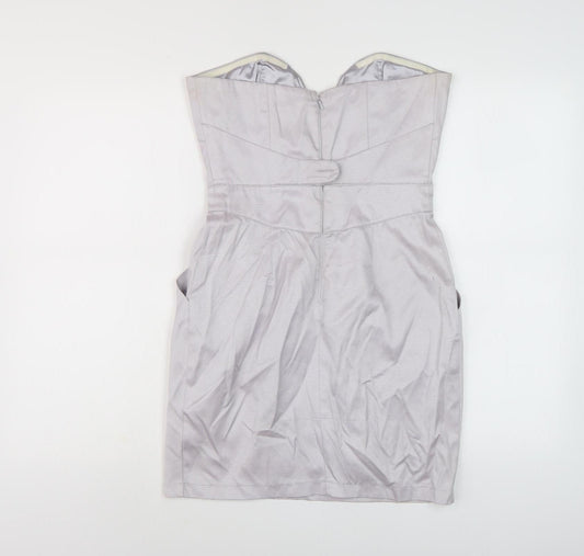 Lipsy Women's Grey Strapless Party Dress Size 10