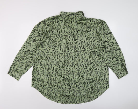 Womens UK Size L Zara Green Button-Up