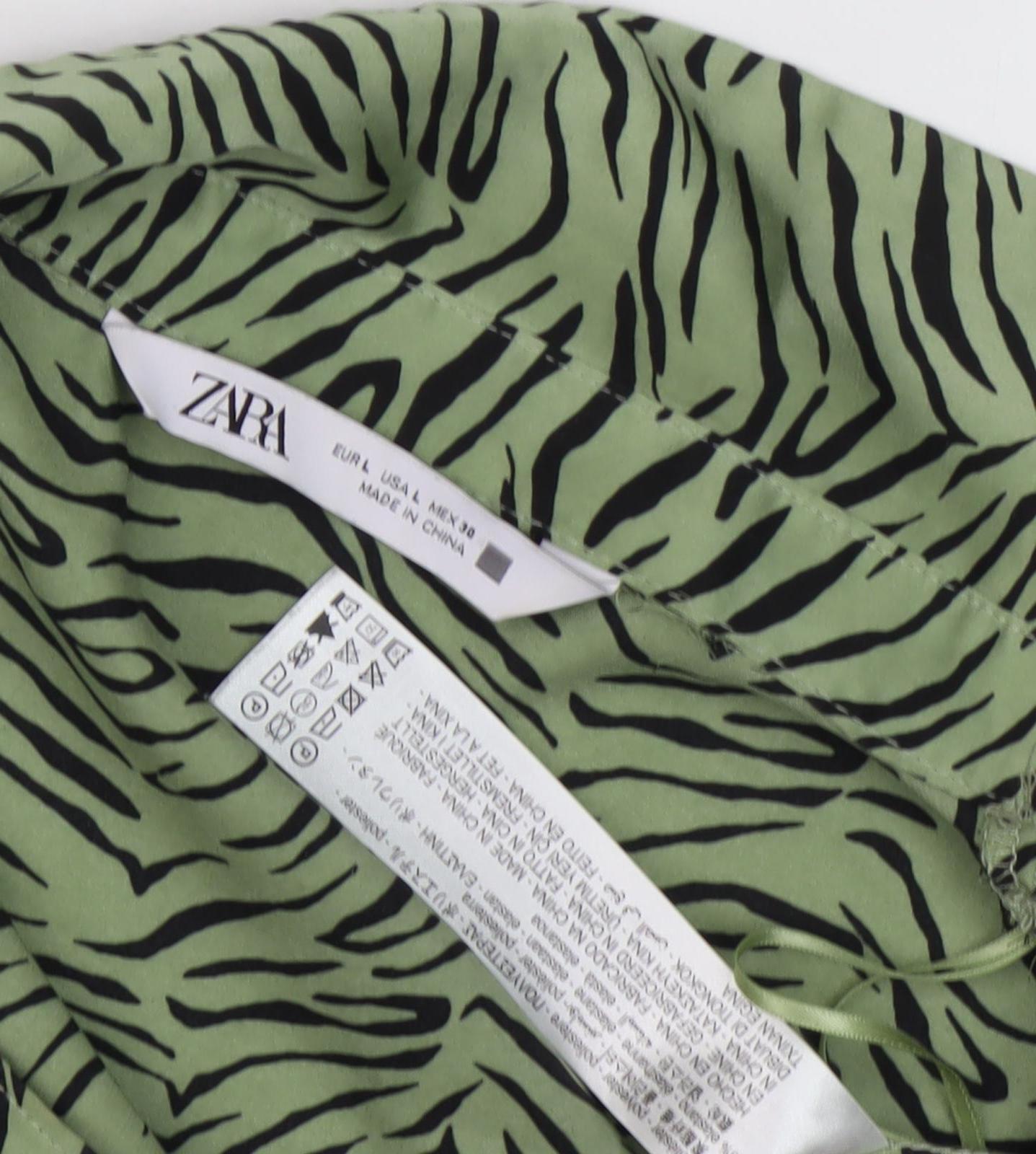 Womens UK Size L Zara Green Button-Up