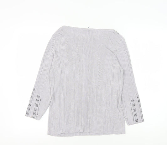 Marks and Spencer Grey Beaded Knit Top Women Size 18