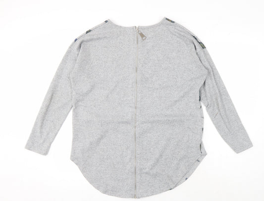Womens UK Size M Apricot Grey Full Zip Jumper