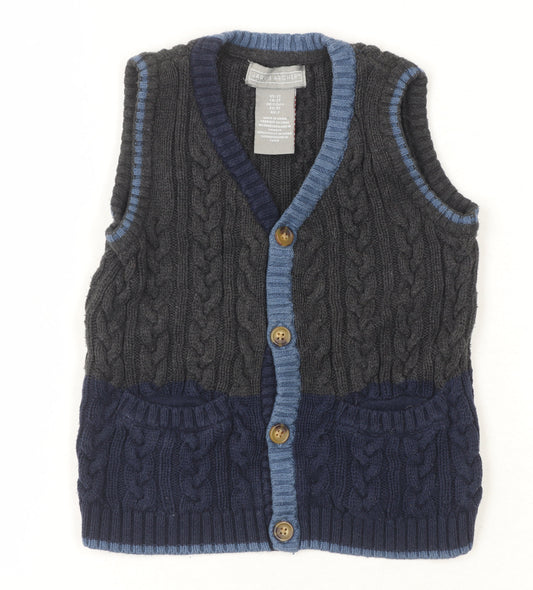 Jarvis Archer Boys Blue Grey Vest 12-24 Months Knit Casual