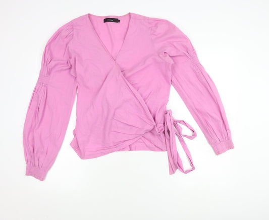 Womens UK Size L VERO MODA Pink Wrap Blouse