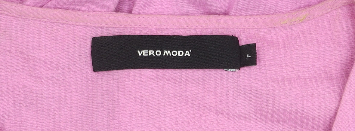 Womens UK Size L VERO MODA Pink Wrap Blouse