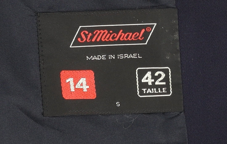 Marks and Spencer Women's Blue Blazer, Size 14, Double-Breasted