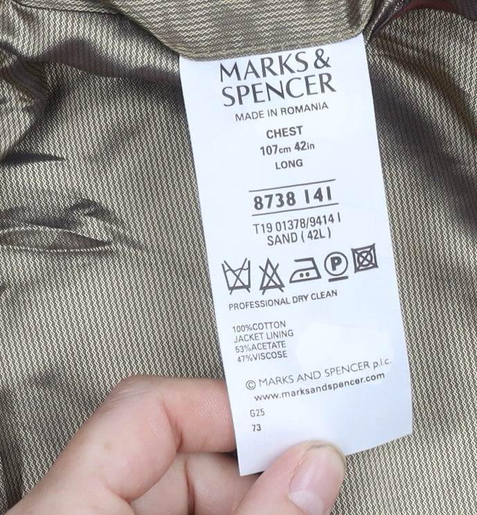 Mens UK Size 42 Marks and Spencer Regular Beige Suit Jacket